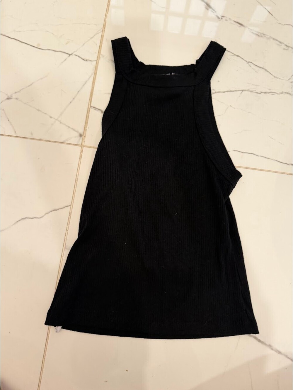 Cotton On Black Ribbed Square Neck Tank Top XS